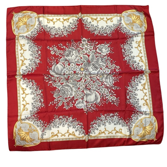 Gucci Red Floral Silk Scarf - Picture 1 of 7